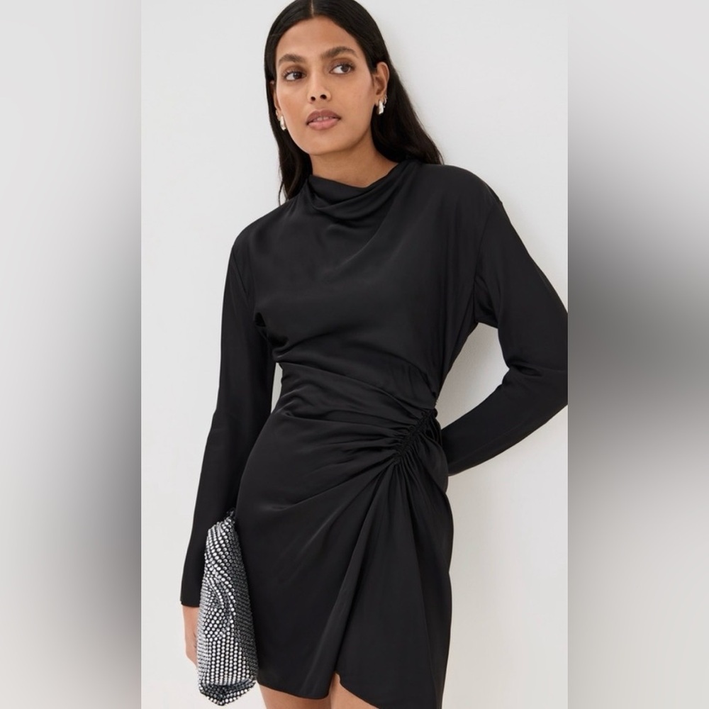 A.L.C Women’s Georgia Satin Mini Dress Size 00 In Black Date Night Wedding Guest